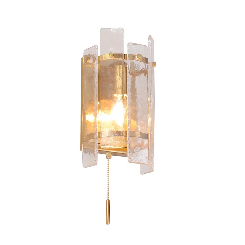 1- Light Modern Glass Wall Sconce with Pull Chain