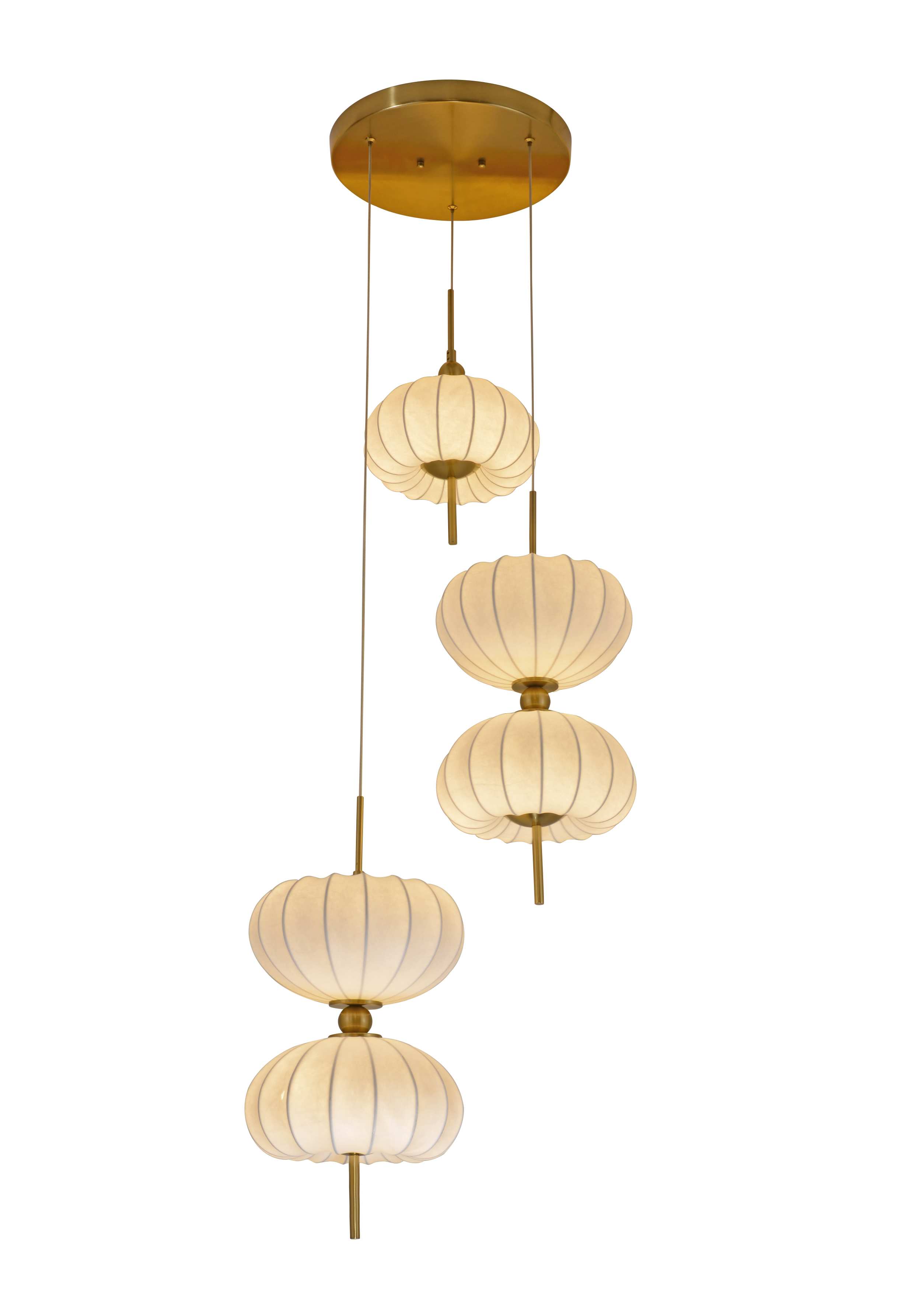 Cascading Pleated Fabric Pumpkin Staircase Chandelier