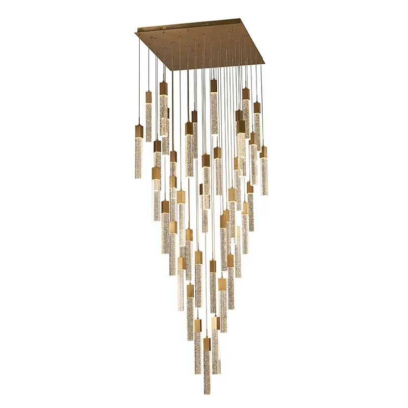 Golden Crystal Chandelier ທີ່ທັນສະໄຫມສໍາລັບ Staircase