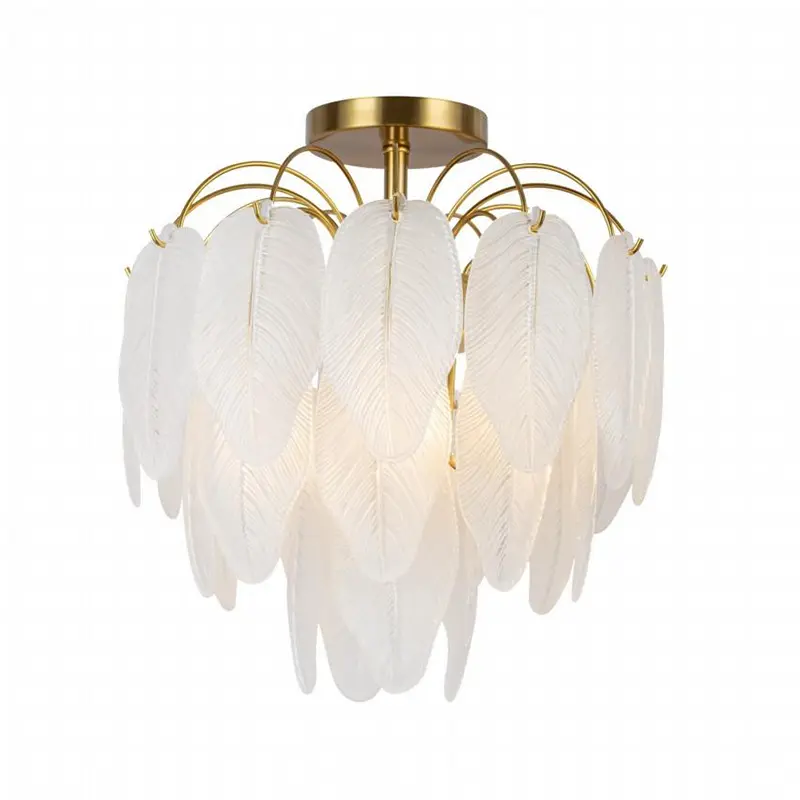 Frosted Glass Feather Chandelier