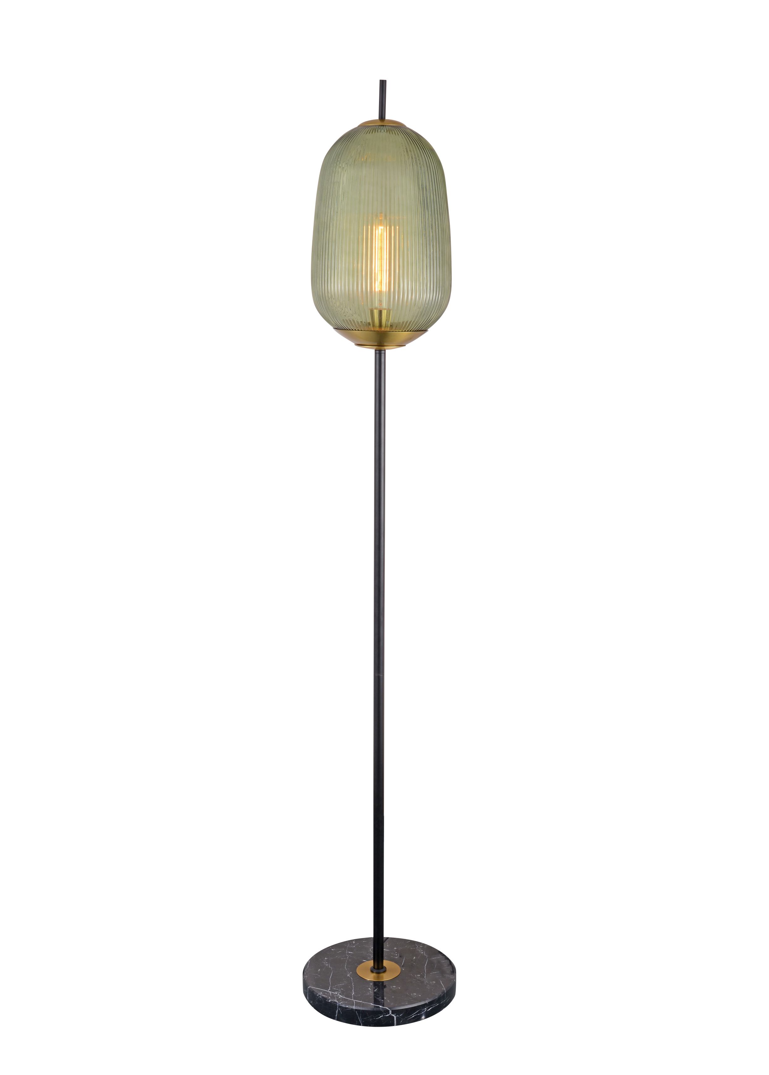 Sage Green Ribbed Glass Marble Floor Lamp